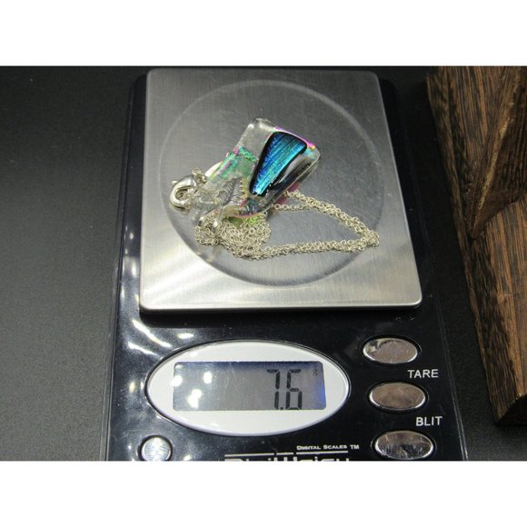 18" Sterling Silver Handmade Glass Nature Leaf Pendant Necklace Vintage - Picture 6 of 6